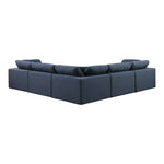 Comfy 119" Linen Textured Fabric Upholstered 5pc. Modular Sectional in Navy