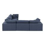 Comfy 119" Linen Textured Fabric Upholstered 5pc. Modular Sectional in Navy