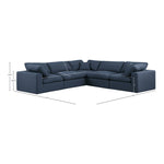 Comfy 119" Linen Textured Fabric Upholstered 5pc. Modular Sectional in Navy