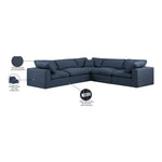 Comfy 119" Linen Textured Fabric Upholstered 5pc. Modular Sectional in Navy