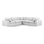 Comfy 119" Linen Textured Fabric Upholstered 5pc. Modular Sectional in White
