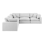 Comfy 119" Linen Textured Fabric Upholstered 5pc. Modular Sectional in White