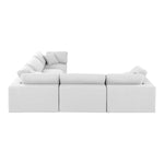 Comfy 119" Linen Textured Fabric Upholstered 5pc. Modular Sectional in White