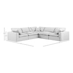 Comfy 119" Linen Textured Fabric Upholstered 5pc. Modular Sectional in White