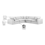 Comfy 119" Linen Textured Fabric Upholstered 5pc. Modular Sectional in White