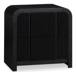 Fluted Solid Wood And Oak Veneer Nightstand in Black