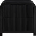 Fluted Solid Wood And Oak Veneer Nightstand in Black