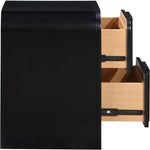 Fluted Solid Wood And Oak Veneer Nightstand in Black
