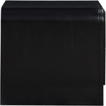 Fluted Solid Wood And Oak Veneer Nightstand in Black