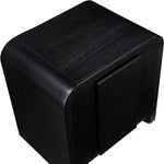 Fluted Solid Wood And Oak Veneer Nightstand in Black