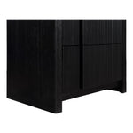 Fluted Solid Wood And Oak Veneer Nightstand in Black