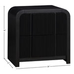 Fluted Solid Wood And Oak Veneer Nightstand in Black