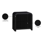 Fluted Solid Wood And Oak Veneer Nightstand in Black