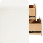 Fluted Solid Wood And Oak Veneer Nightstand in Cream
