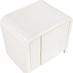 Fluted Solid Wood And Oak Veneer Nightstand in Cream