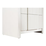 Fluted Solid Wood And Oak Veneer Nightstand in Cream