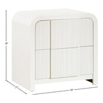 Fluted Solid Wood And Oak Veneer Nightstand in Cream