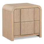 Fluted Solid Wood And Oak Veneer Nightstand in Natural