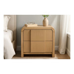 Fluted Solid Wood And Oak Veneer Nightstand in Natural