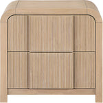 Fluted Solid Wood And Oak Veneer Nightstand in Natural