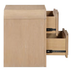 Fluted Solid Wood And Oak Veneer Nightstand in Natural