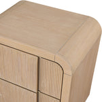 Fluted Solid Wood And Oak Veneer Nightstand in Natural