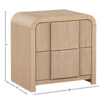 Fluted Solid Wood And Oak Veneer Nightstand in Natural
