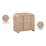 Fluted Solid Wood And Oak Veneer Nightstand in Natural