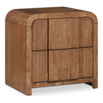 Fluted Solid Wood And Oak Veneer Nightstand in Walnut