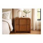 Fluted Solid Wood And Oak Veneer Nightstand in Walnut