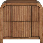 Fluted Solid Wood And Oak Veneer Nightstand in Walnut