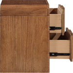 Fluted Solid Wood And Oak Veneer Nightstand in Walnut