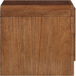 Fluted Solid Wood And Oak Veneer Nightstand in Walnut