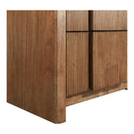 Fluted Solid Wood And Oak Veneer Nightstand in Walnut