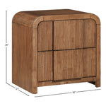 Fluted Solid Wood And Oak Veneer Nightstand in Walnut
