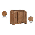 Fluted Solid Wood And Oak Veneer Nightstand in Walnut