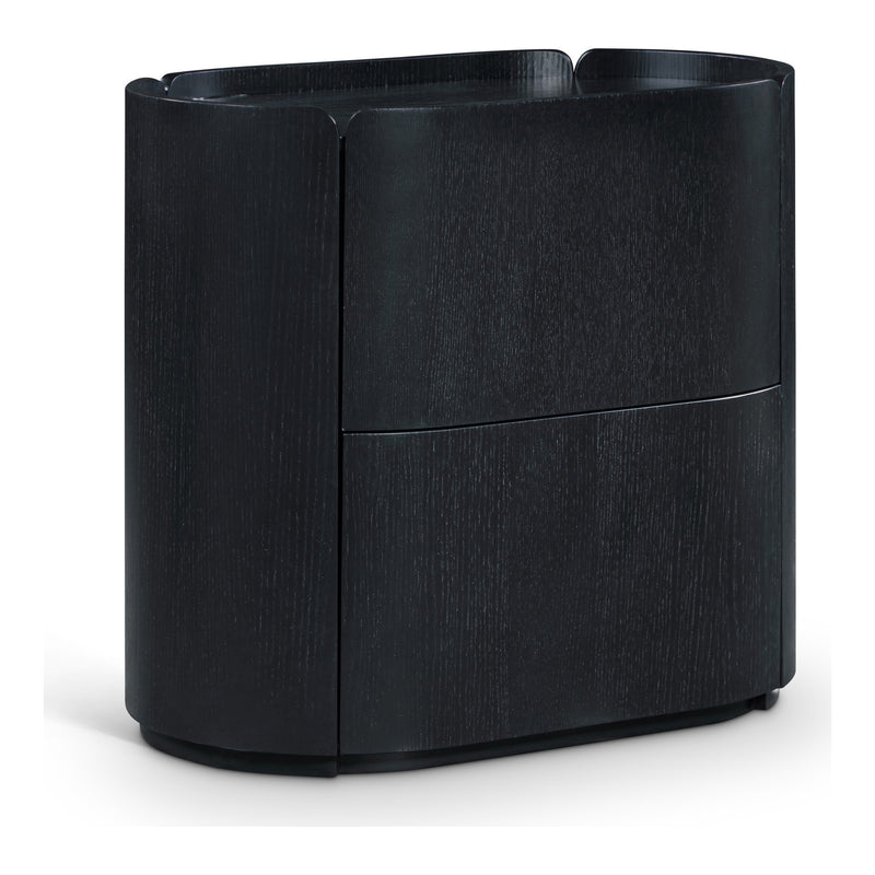 Everett Oak Veneer Nightstand in Black