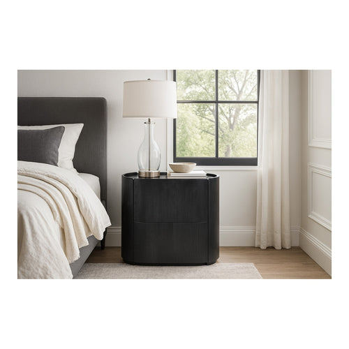 Everett Oak Veneer Nightstand in Black