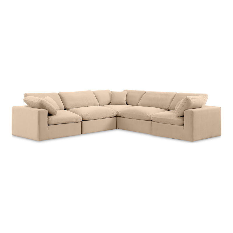 Comfy 119" Velvet Upholstered 5pc. Modular Sectional in Beige