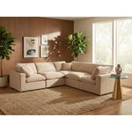 Comfy 119" Velvet Upholstered 5pc. Modular Sectional in Beige