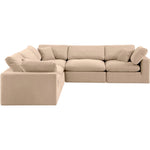 Comfy 119" Velvet Upholstered 5pc. Modular Sectional in Beige