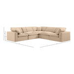 Comfy 119" Velvet Upholstered 5pc. Modular Sectional in Beige