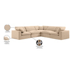 Comfy 119" Velvet Upholstered 5pc. Modular Sectional in Beige
