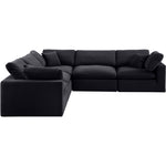 Comfy 119" Velvet Upholstered 5pc. Modular Sectional in Black
