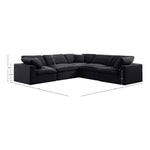 Comfy 119" Velvet Upholstered 5pc. Modular Sectional in Black