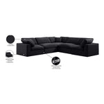 Comfy 119" Velvet Upholstered 5pc. Modular Sectional in Black