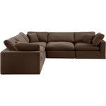 Comfy 119" Velvet Upholstered 5pc. Modular Sectional in Brown