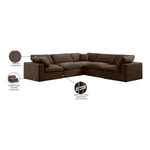 Comfy 119" Velvet Upholstered 5pc. Modular Sectional in Brown