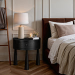 Oasis Acacia Veneer And Solid Wood Night Stand in Black