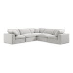 Comfy 119" Velvet Upholstered 5pc. Modular Sectional in Cream